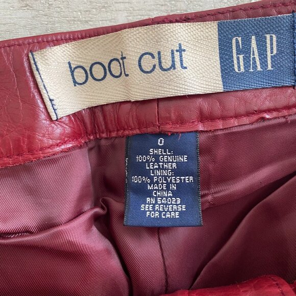 Gap Women Vintage Boot Cut Red Genuine Leather Pants Mid Rise Size 0 - Picture 9 of 14